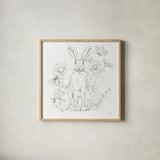In The Garden V Sketch by Leslie Trimbach. Shown in a natural wood glass frame for a timeless modern aesthetic. Available as an archival giclee rolled canvas, fine art paper, or poster print. SKU 85690a.
