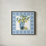 Le Citron V by Leslie Trimbach. Shown in a sleek black glass frame for a contemporary gallery look. Available as an archival giclee rolled canvas, fine art paper, or poster print. SKU 99266a.