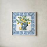 Le Citron VI by Leslie Trimbach. Shown in a crisp white glass frame for a clean and minimalist style. Available as an archival giclee rolled canvas, fine art paper, or poster print. SKU 99267a.