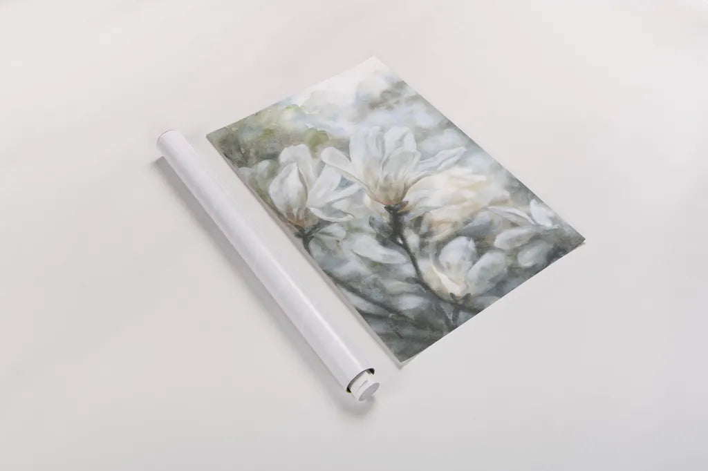 Magnolia by Leslie Trimbach. shown as a rolled paper print. Available as archival giclee rolled canvas, fine art paper, or poster print. SKU 91246i.