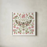 Moth Art II by Leslie Trimbach. Shown in a crisp white glass frame for a clean and minimalist style. Available as an archival giclee rolled canvas, fine art paper, or poster print. SKU 101190a.