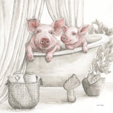 Pigs in a Tub Color by Leslie Trimbach. SKU 89899a. Archival Giclee Fine art print for wall decor.