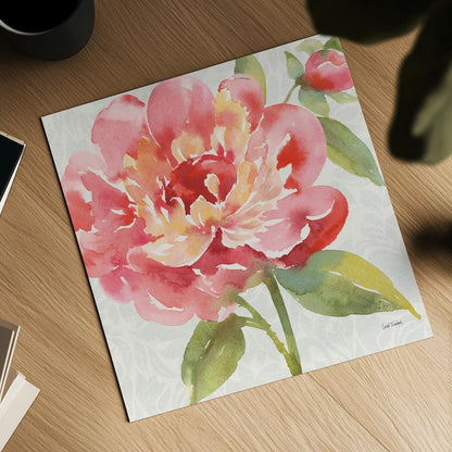 Pink Flora I by Leslie Trimbach. Shown as a detailed flat fine art print, highlighting archival giclee quality. Available as an archival giclee rolled canvas, fine art paper, or poster print. SKU 87130a.