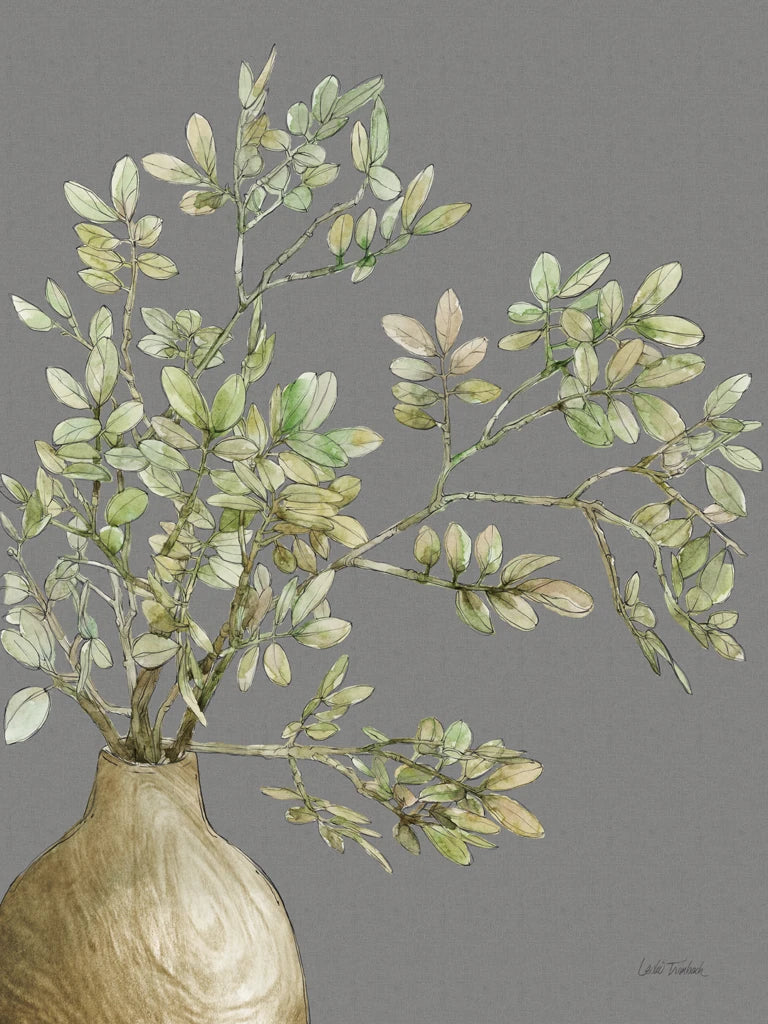 Potted Leaves I Dark by Leslie Trimbach