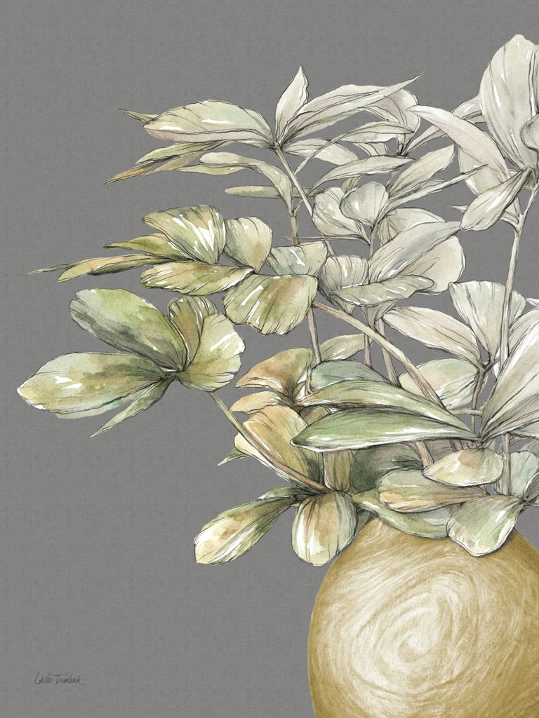 Potted Leaves II Dark by Leslie Trimbach