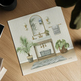 Serene Bath I by Leslie Trimbach. Shown as a detailed flat fine art print, highlighting archival giclee quality. Available as an archival giclee rolled canvas, fine art paper, or poster print. SKU 84089a.