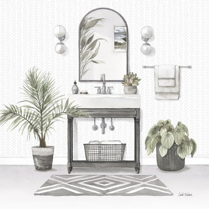 Serene Bath I Gray by Leslie Trimbach. SKU 84745a. Archival Giclee Fine art print for wall decor.
