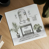 Serene Bath I Gray by Leslie Trimbach. Shown as a detailed flat fine art print, highlighting archival giclee quality. Available as an archival giclee rolled canvas, fine art paper, or poster print. SKU 84745a.