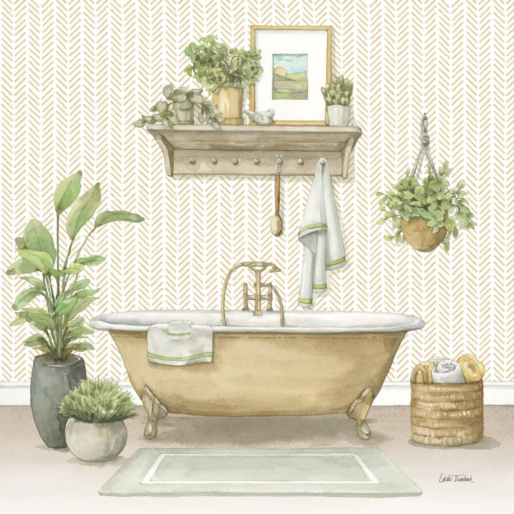 Serene Bath II by Leslie Trimbach. SKU 84090a. Archival Giclee Fine art print for wall decor.
