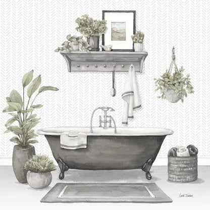 Serene Bath II Gray by Leslie Trimbach. SKU 84746a. Archival Giclee Fine art print for wall decor.