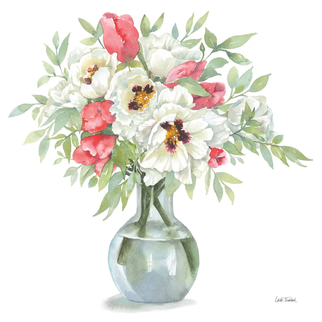 Showy Blooms by Leslie Trimbach. SKU 83194a. Archival Giclee Fine art print for wall decor.