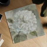 Soft Hydrangea by Leslie Trimbach. Shown as a detailed flat fine art print, highlighting archival giclee quality. Available as an archival giclee rolled canvas, fine art paper, or poster print. SKU 91150a.