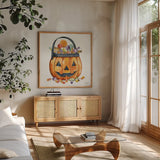 Spellbound VIII by Leslie Trimbach. Shown in a natural wood frame in a cozy modern living room. Available as an archival giclee rolled canvas, fine art paper, or poster print. SKU 96987a.