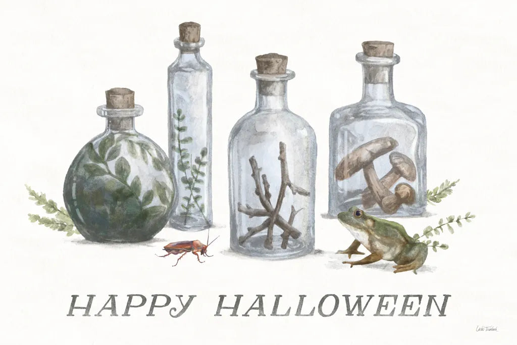 Spooky Halloween I Color by Leslie Trimbach. SKU 93067i. Archival Giclee Fine art print for wall decor.