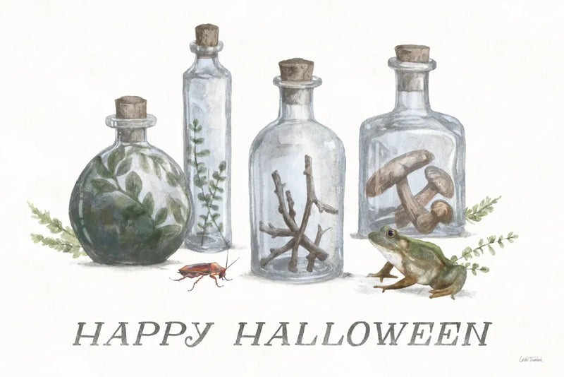 Spooky Halloween I Color by Leslie Trimbach. SKU 93067i. Archival Giclee Fine art print for wall decor.