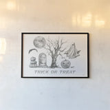 Spooky Halloween II by Leslie Trimbach. shown as a paper print in a black flame. Available as a archival giclee rolled canvas, fine art paper, or poster print. SKU 93068i.