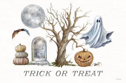 Spooky Halloween II Color by Leslie Trimbach. SKU 93069i. Archival Giclee Fine art print for wall decor.