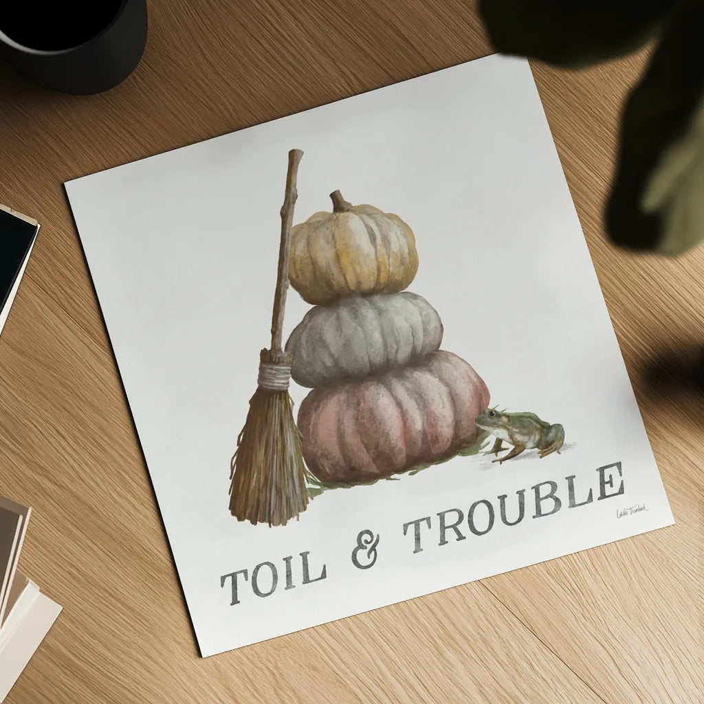 Spooky Halloween VI Color by Leslie Trimbach. Shown as a detailed flat fine art print, highlighting archival giclee quality. Available as an archival giclee rolled canvas, fine art paper, or poster print. SKU 93077a.