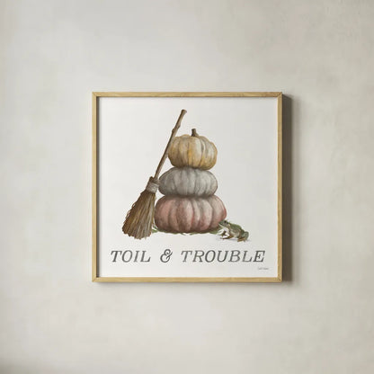 Spooky Halloween VI Color by Leslie Trimbach. Shown in a natural wood glass frame for a timeless modern aesthetic. Available as an archival giclee rolled canvas, fine art paper, or poster print. SKU 93077a.