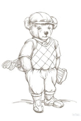 Teddy Bear Golf Sketch by Leslie Trimbach. SKU 94175h. Archival Giclee Fine art print for wall decor.
