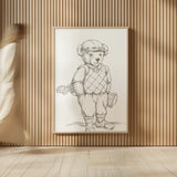 Teddy Bear Golf Sketch by Leslie Trimbach. shown as over sized large wall art. Available as an archival giclee rolled canvas, fine art paper, or poster print. SKU 94175h.