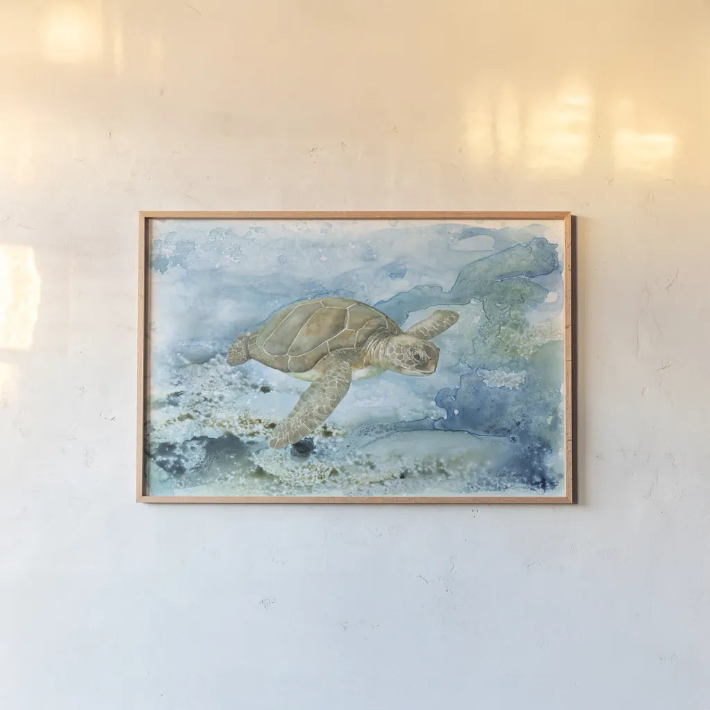 Under Sea Life I by Leslie Trimbach. shown as a paper print in a natural frame. Available as a archival giclee rolled canvas, fine art paper, or poster print. SKU 85637i.