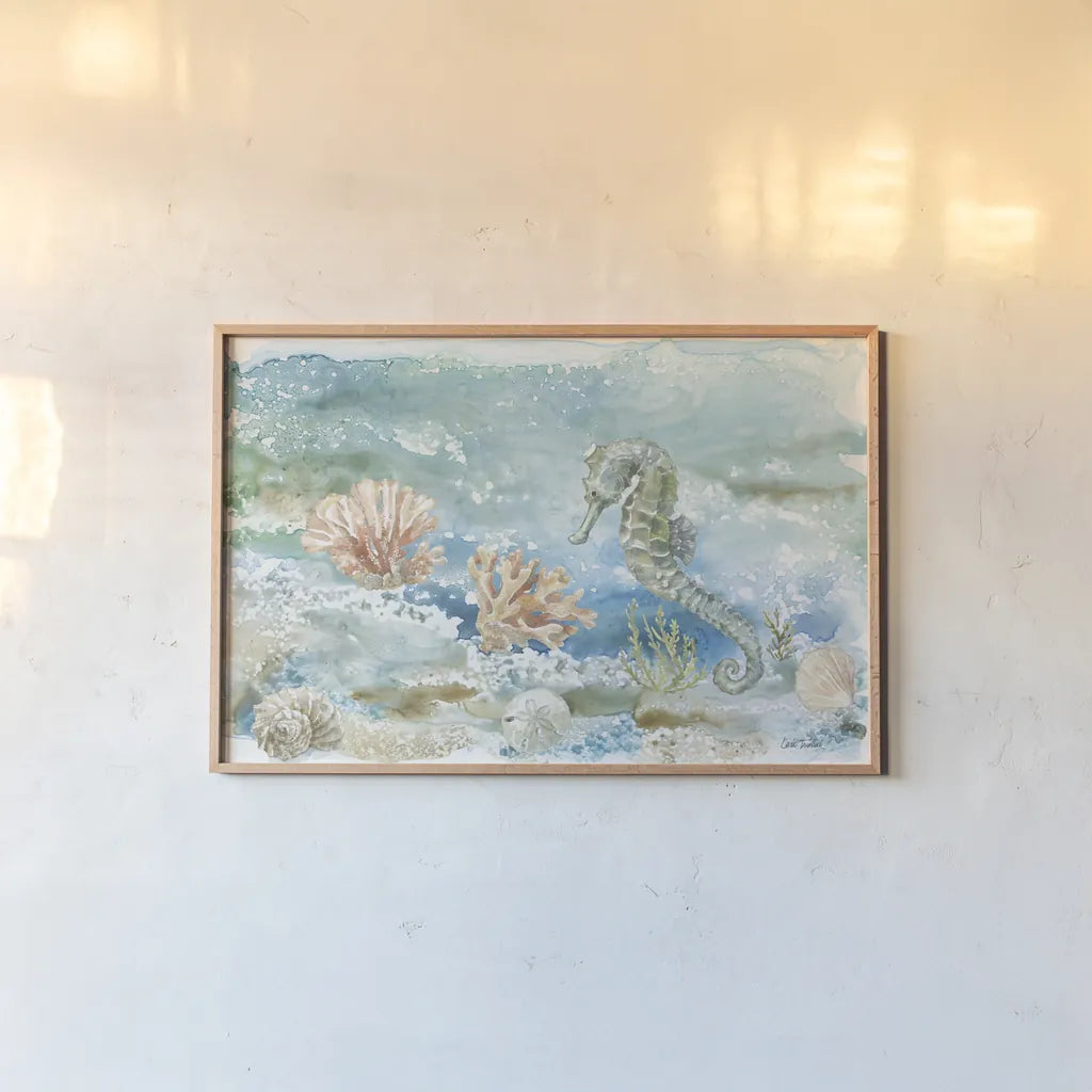 Under Sea Life II by Leslie Trimbach. shown as a paper print in a natural frame. Available as a archival giclee rolled canvas, fine art paper, or poster print. SKU 85638i.