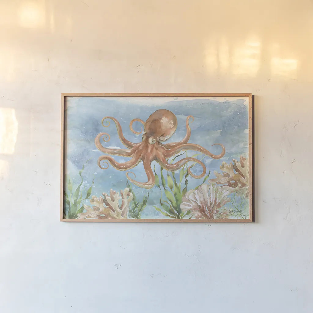 Under Sea Life IV by Leslie Trimbach. shown as a paper print in a natural frame. Available as a archival giclee rolled canvas, fine art paper, or poster print. SKU 85640i.