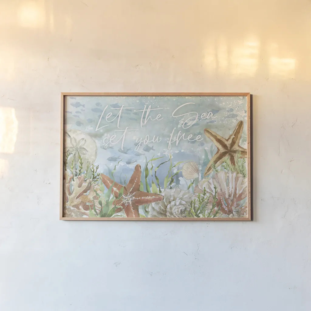 Under Sea Life V by Leslie Trimbach. shown as a paper print in a natural frame. Available as a archival giclee rolled canvas, fine art paper, or poster print. SKU 85641i.