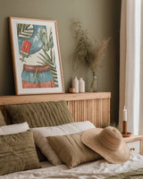 Vintage Summer III by Leslie Trimbach. shown as a paper print in a natural frame. Available as a archival giclee rolled canvas, fine art paper, or poster print. SKU 94440h.