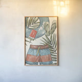 Vintage Summer III by Leslie Trimbach. shown as a paper print in a natural frame. Available as a archival giclee rolled canvas, fine art paper, or poster print. SKU 94440h.