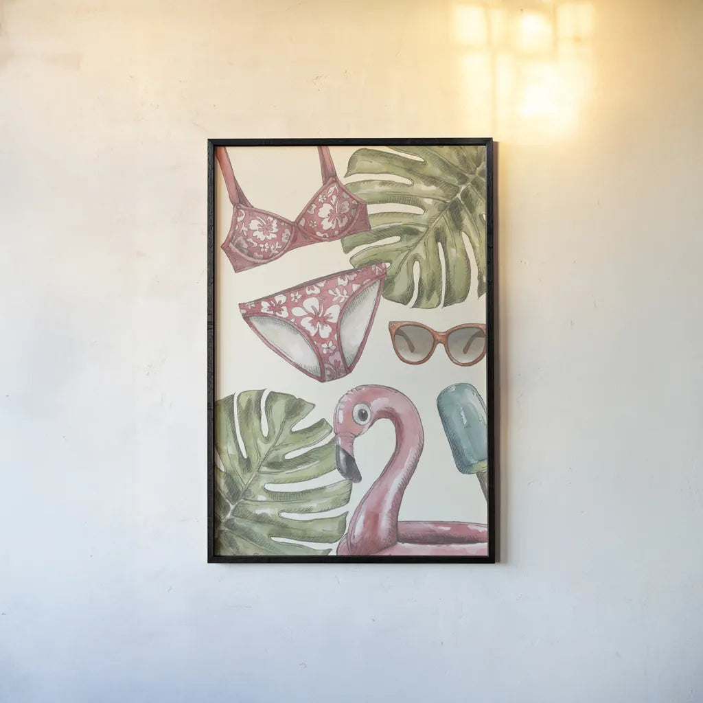 Vintage Summer IV by Leslie Trimbach. shown as a paper print in a black flame. Available as a archival giclee rolled canvas, fine art paper, or poster print. SKU 94441h.