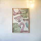 Vintage Summer IV by Leslie Trimbach. shown as a paper print in a natural frame. Available as a archival giclee rolled canvas, fine art paper, or poster print. SKU 94441h.
