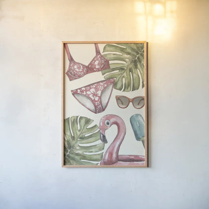 Vintage Summer IV by Leslie Trimbach. shown as a paper print in a natural frame. Available as a archival giclee rolled canvas, fine art paper, or poster print. SKU 94441h.