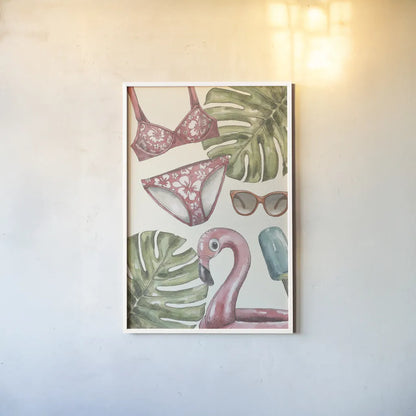 Vintage Summer IV by Leslie Trimbach. shown as a paper print in a white frame. Available as a archival giclee rolled canvas, fine art paper, or poster print. SKU 94441h.