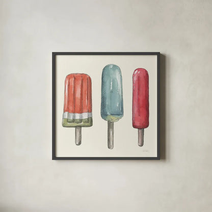 Vintage Summer V by Leslie Trimbach. Shown in a sleek black glass frame for a contemporary gallery look. Available as an archival giclee rolled canvas, fine art paper, or poster print. SKU 94442a.