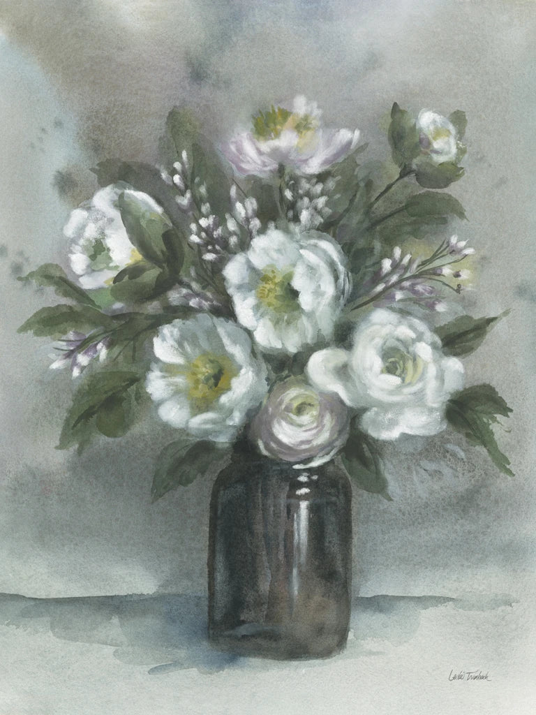 White Floral Vase by Leslie Trimbach