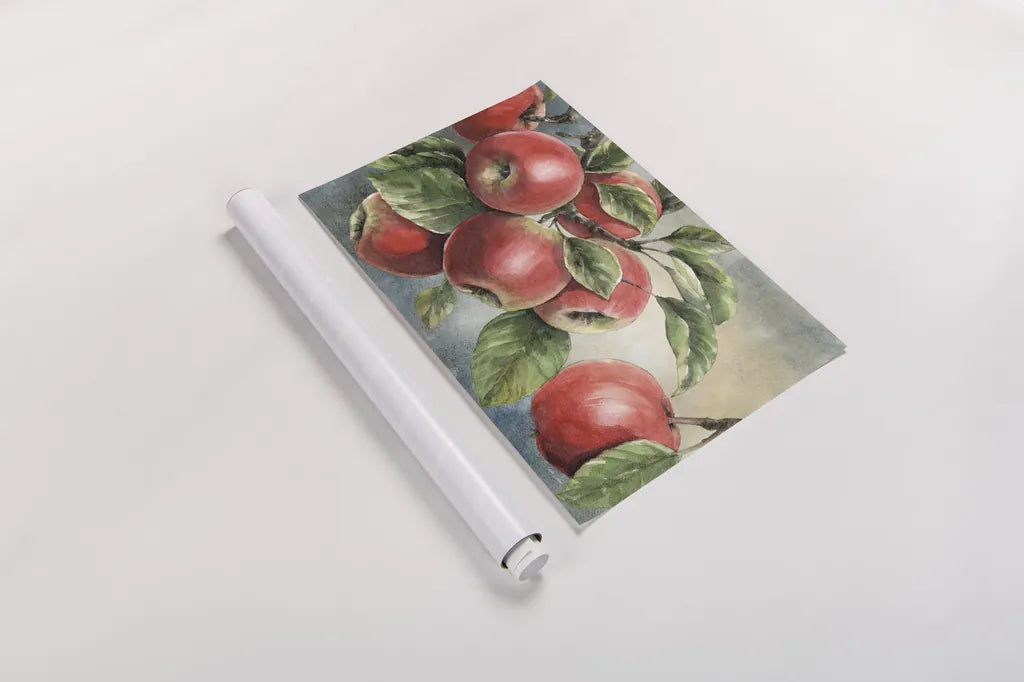 Wild Apples by Leslie Trimbach. shown as a rolled paper print. Available as archival giclee rolled canvas, fine art paper, or poster print. SKU 93401i.