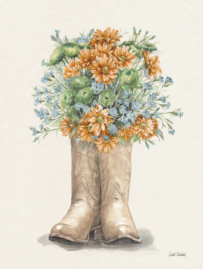 Wildflower Western II Cream by Leslie Trimbach