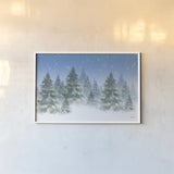 Winter Trees by Leslie Trimbach. shown as a paper print in a white frame. Available as a archival giclee rolled canvas, fine art paper, or poster print. SKU 88918i.