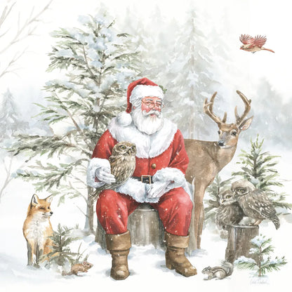 Woodland Santa II by Leslie Trimbach. SKU 92379a. Archival Giclee Fine art print for wall decor.