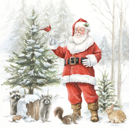 Woodland Santa III by Leslie Trimbach. SKU 92380a. Archival Giclee Fine art print for wall decor.