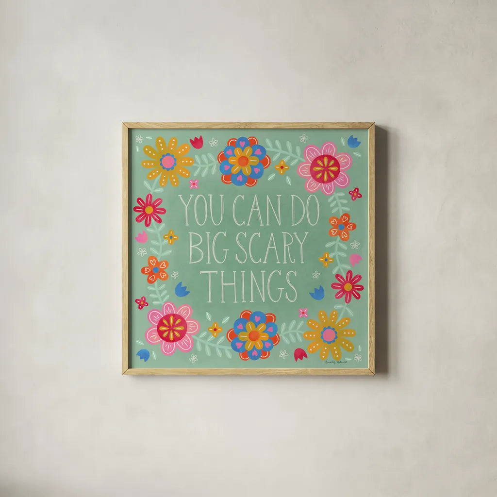 Bloom Bright I by Lindley Wiesner. Shown in a natural wood glass frame for a timeless modern aesthetic. Available as an archival giclee rolled canvas, fine art paper, or poster print. SKU 98691a.