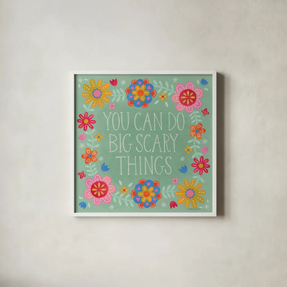 Bloom Bright I by Lindley Wiesner. Shown in a crisp white glass frame for a clean and minimalist style. Available as an archival giclee rolled canvas, fine art paper, or poster print. SKU 98691a.