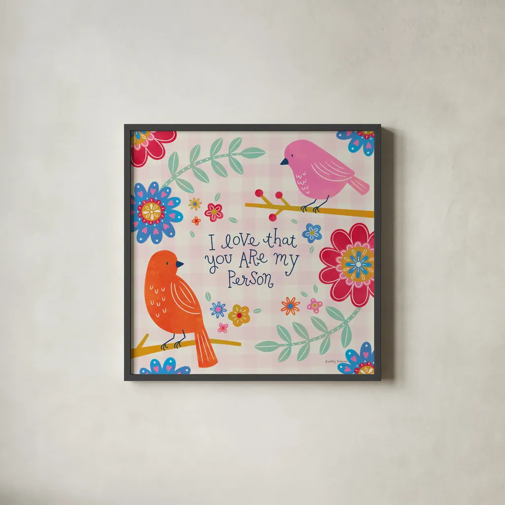 Bloom Bright II by Lindley Wiesner. Shown in a sleek black glass frame for a contemporary gallery look. Available as an archival giclee rolled canvas, fine art paper, or poster print. SKU 98692a.