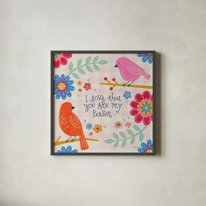 Bloom Bright II by Lindley Wiesner. Shown in a sleek black glass frame for a contemporary gallery look. Available as an archival giclee rolled canvas, fine art paper, or poster print. SKU 98692a.