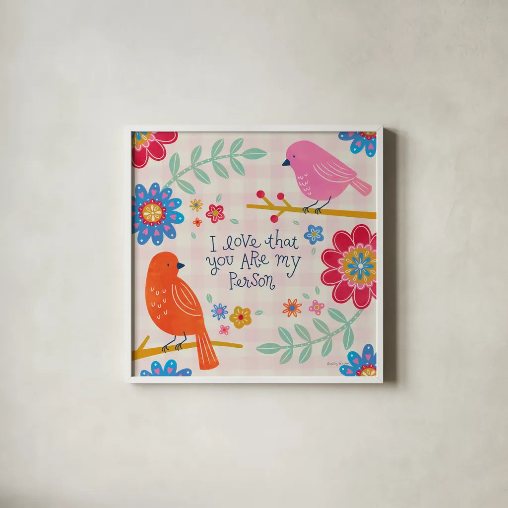 Bloom Bright II by Lindley Wiesner. Shown in a crisp white glass frame for a clean and minimalist style. Available as an archival giclee rolled canvas, fine art paper, or poster print. SKU 98692a.