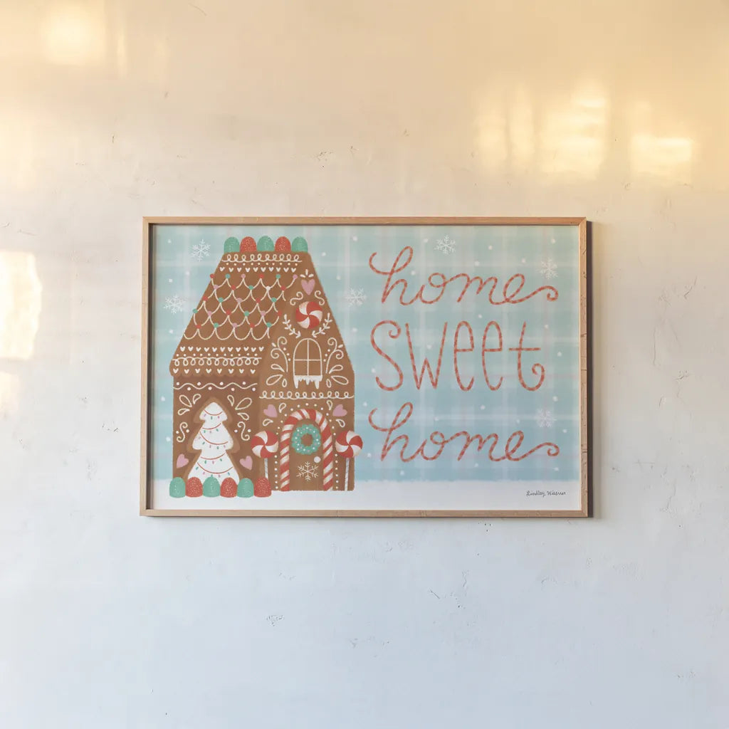Christmas Treats I by Lindley Wiesner. shown as a paper print in a natural frame. Available as a archival giclee rolled canvas, fine art paper, or poster print. SKU 95839i.