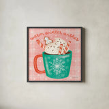 Christmas Treats II by Lindley Wiesner. Shown in a sleek black glass frame for a contemporary gallery look. Available as an archival giclee rolled canvas, fine art paper, or poster print. SKU 95840a.