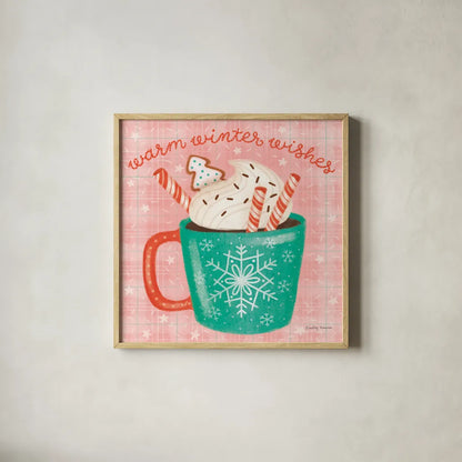 Christmas Treats II by Lindley Wiesner. Shown in a natural wood glass frame for a timeless modern aesthetic. Available as an archival giclee rolled canvas, fine art paper, or poster print. SKU 95840a.